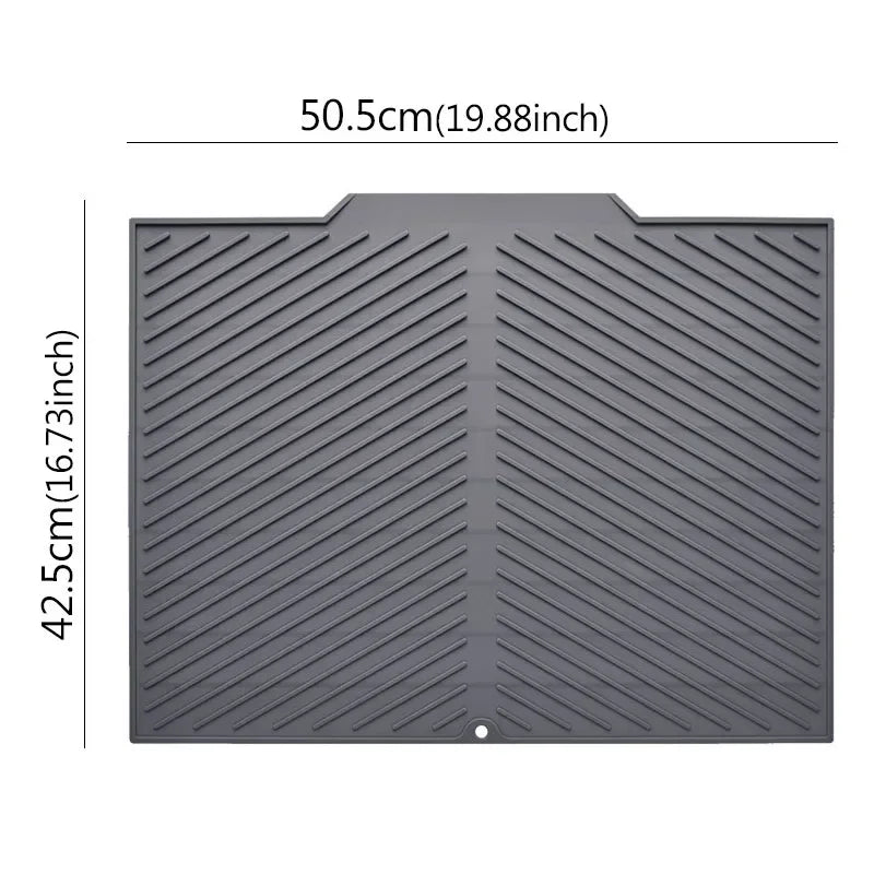 S/L Silicone Draining Board Mat, Dish Drying Pad, Folding Heat Resistant Rectangle Eco-Friendly Drainer for Kitchen Pot Cup