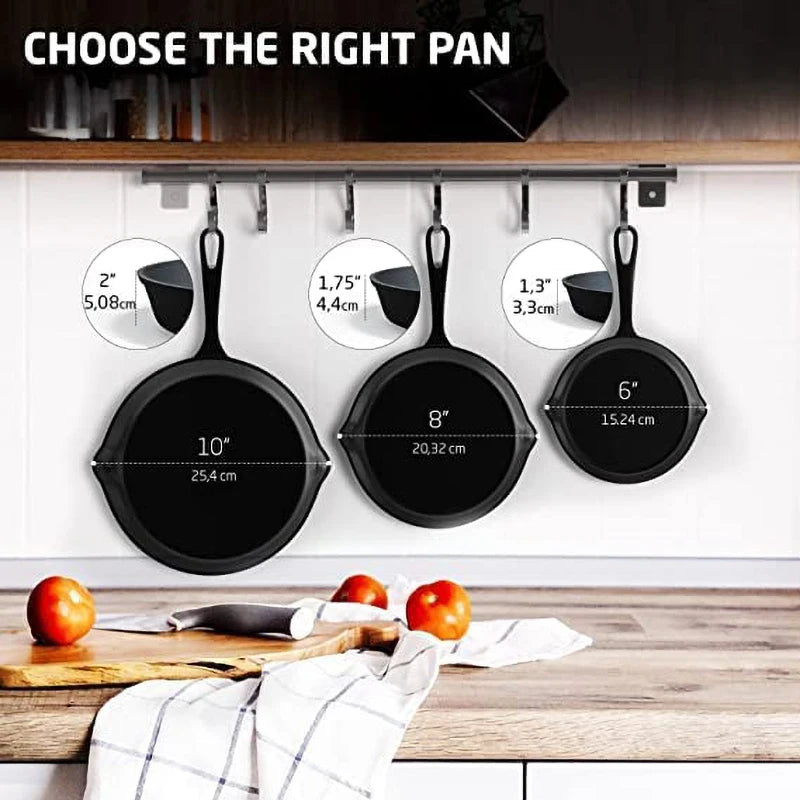 Cast Iron Frying Pan,14/16/20Cm Non-Stick Skillet Kitchen Fry Pot Breakfast Pan Omelette Pancake Pot Induction Cooking Cookware