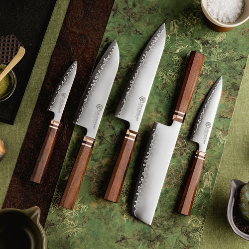 1-5Pcs Kitchen Knife Set ZDP-189 Steel Core 3 Layer Composite Africa Mkuruti Wood&Brass Handle 1-5Pcs Knife Set