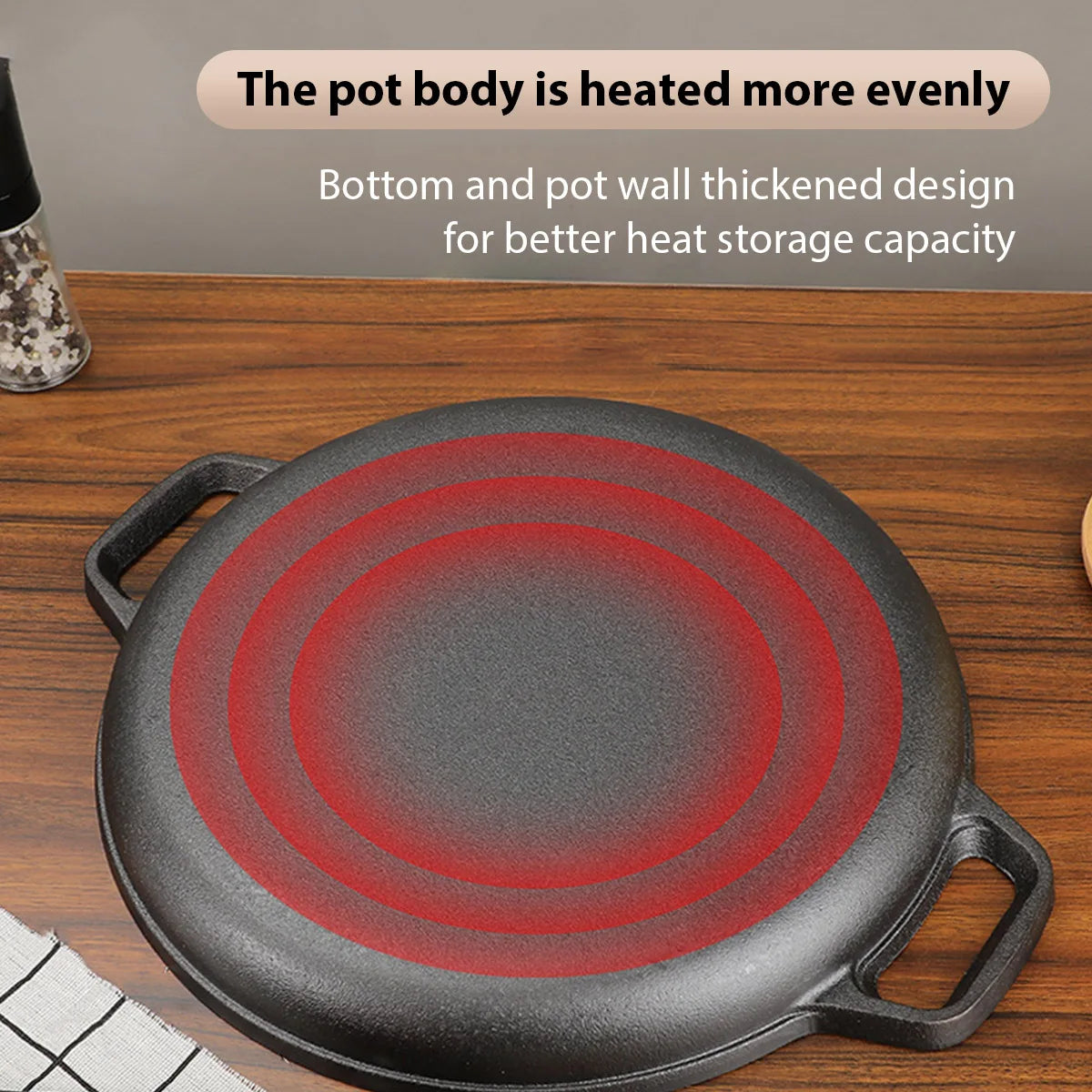Cast Iron Frying Pan Non-Stick Pan Pizza Egg Pancake Pot Vegetable Steak Skillet Home Kitchen Flat Pan Omelette Outdoor Cookware