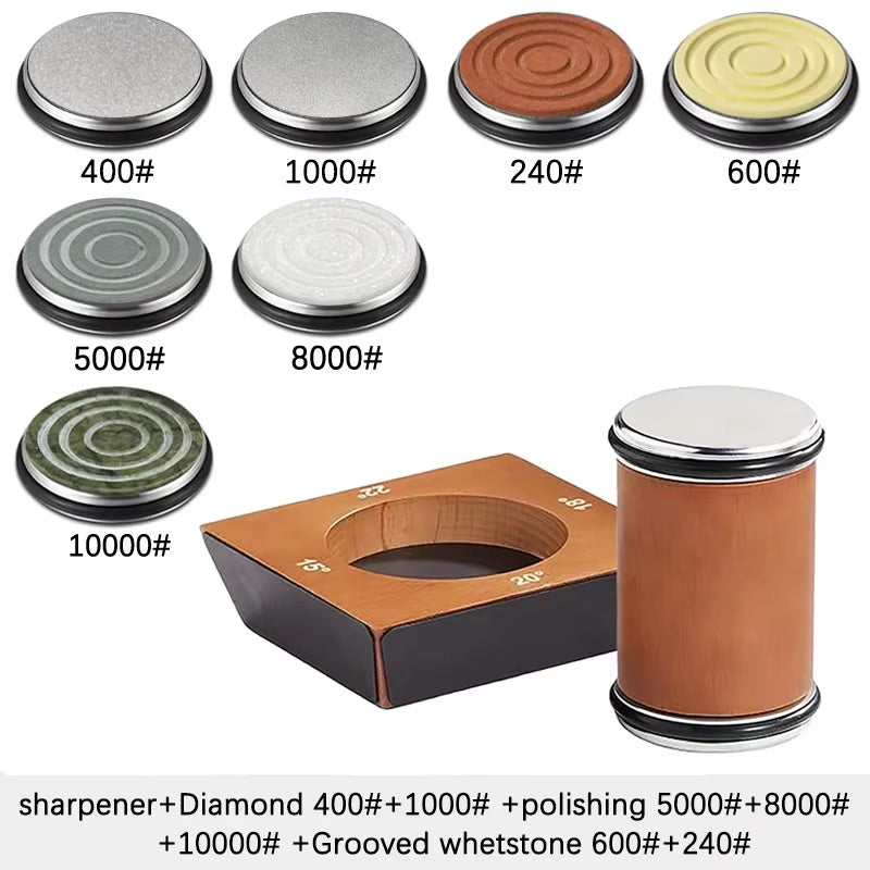 New Wooden【4 Angle】Rolling Knife Sharpener Kit for Straight Edge Roller Knife Sharpening with Industry Diamonds Chef Knife Set