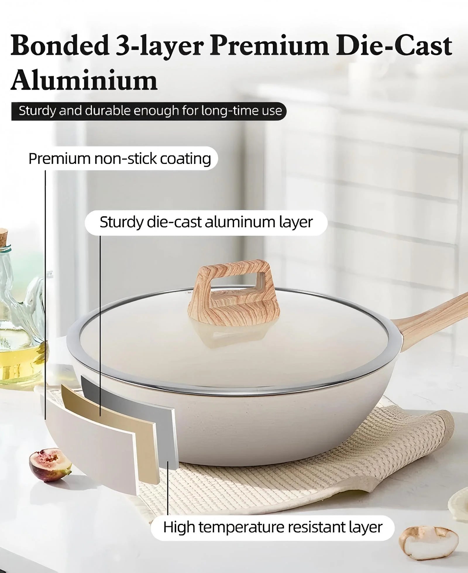 12 Pcs Pots and Pans Set, Granite Nonstick Cookware Sets, Kitchen Cooking Set with Detachable Handle, White