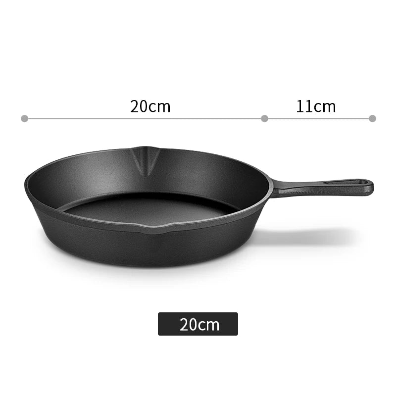 Cast Iron Frying Pan,14/16/20Cm Non-Stick Skillet Kitchen Fry Pot Breakfast Pan Omelette Pancake Pot Induction Cooking Cookware